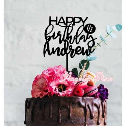 Custom name half birthday cake topper, Personalised Name Cake Topper, Birthday Decoration ,baby shower Party Gift