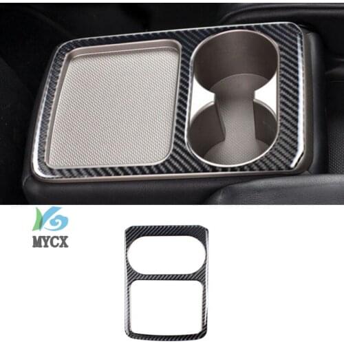 Carbon Fiber Car Rear Water Cup Frame Decoration Cover Trim For Subaru Forester 2008-2012 Interior Modified Style