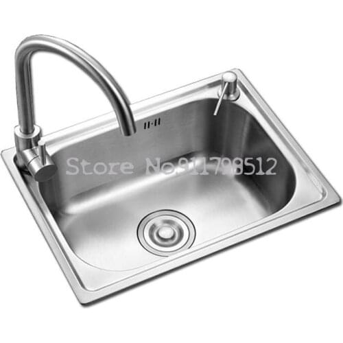 Kitchen 304 Stainless Steel Thickened Mini Small Single Tank Set Meal Dishwashing Basin Bar Counter Sink Bucket Pool