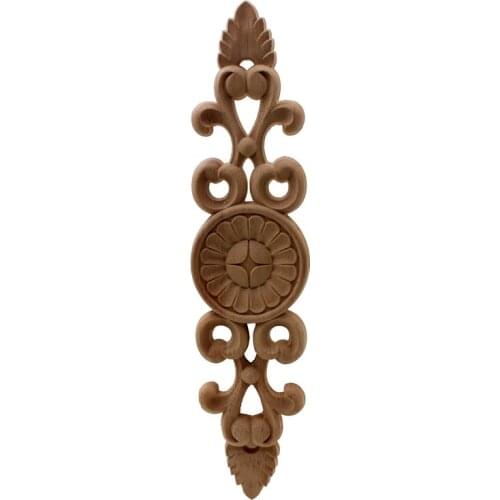 VZLX Vintage Floral Wood Carved Corner Applique Wooden Carving Decal for Furniture Cabinet Door Frame Wall Home Decor Crafts