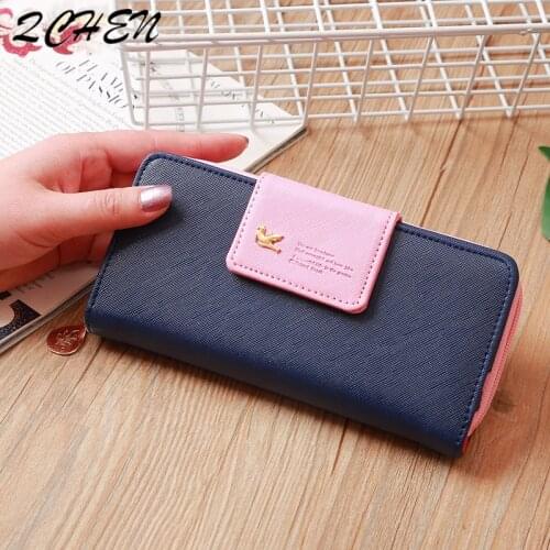 Womans wallet Long red Zipper Bow Brand Leather Coin Purses Design Flying bird Clutch Female Money Bag Credit Card Holder 562