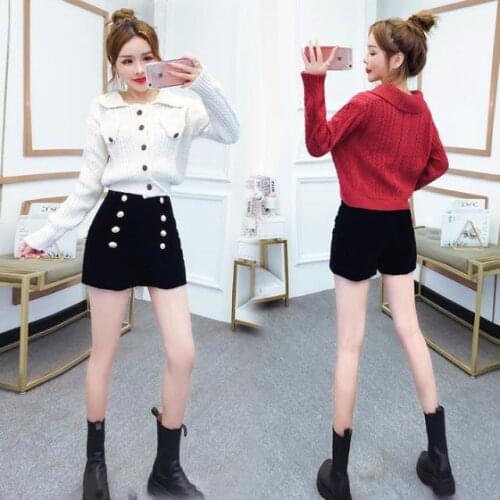 Women 2021 Spring Autumn Sets Female Casual Two Pieces Long Sleeve Cardigan Tops and High Waist Shorts Outfits Tracksuit C332