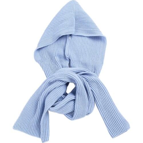 Women Knit Long Hooded Scarf Winter Warm Knitted Shawl Headscarf Hoodie Hat