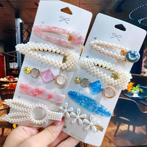 4/5PCS Simulated Pearl Hairpins Hair Accessories For Women Star Flower Barrette Clips Set Fashion Jewelry Girl Hairgrip Headwear