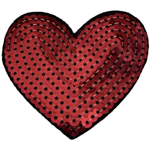 5ps samll sequin red heart custom iron on patches for clothing
