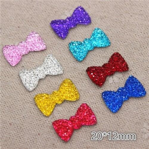 50pcs Cute Resin Rhiesntone Bowknot Flatback Cabochon Charm DIY Craft Decoration,20*12mm