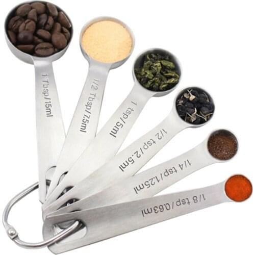 UPORS 6Pcs/Set Measuring Spoons Stainless Steel Folding Coffee Spoons Measuring Spoon Set Measuring Kitchen Baking Accessories