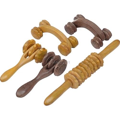 Fragrant Wood Roller Massager Handle Massage Tool Foot Massage Facial Hand Foot Body Treatment Acupoint Massage Tool