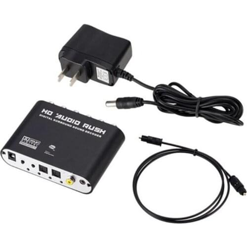 Decodificador de áudio, 5.1 canais, hd, spdif coaxial para rca, dts ac3, amplificador digital óptico, analógico, conversor, ampl