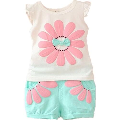 Detail 2020 Summer Newborn Infant Baby Girls Clothes Casual Sports Brand Printed Tracksuits Children Girls Clothing Outfits Sets