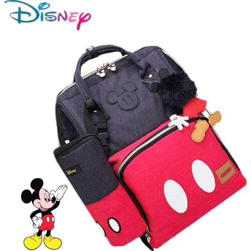 Disney 3D Doll Minnie Mickey Classic Red Diaper Bags Mummy Maternity Backpack Nappy Bag Large Capacity Baby Care Bag For Travel