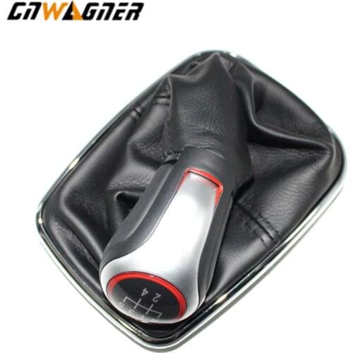 For VW Bora MK4 Golf 4 Jetta 4 For 98-04 Car Gear Shift Knob with Chrome Frame Leather 5 Gear 12mm car accessories