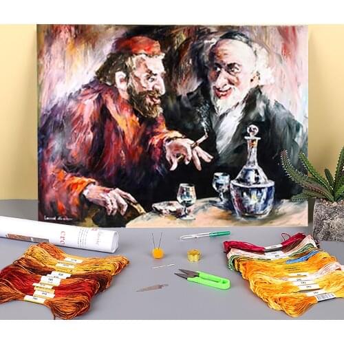 Friends And Wine Pre-Printed 11CT Cross Stitch DIY Embroidery Set DMC Threads Hobby Painting Handmade Sewing Needle Jewelry