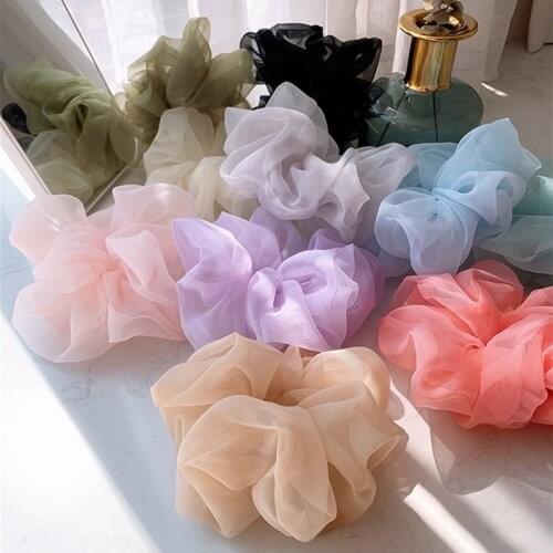 Elastic Hair Bands Pure Color Fashion Hair Accessories Korean Style Large Intestine Ponytail Holder 1Pcs Organza Big Size