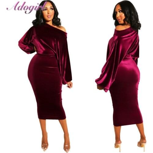 Elegant Velvet Puff Long Sleeve Bodycon Banquet Long Dress Women Sexy Off Shoulder Evening Party Dresses Office Lady Vestidos