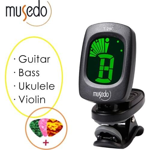 Musedo Clip-on Chromatic Universal Digital Tuner LCD Display Rotatable Guitar Tuner Clip for Guitar,Bass, Violin,Ukulele