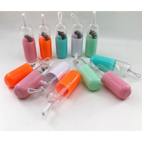 New Eyelash Packaging Box Capsule Lash Case 3D Mink Lashes Natural Long Eyelashes Custom Lash Boxes