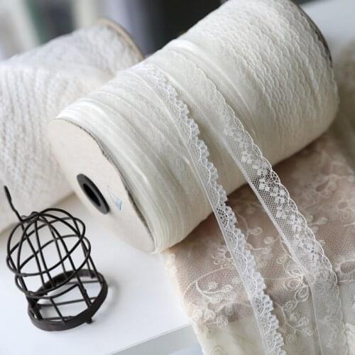 10M/lot 1.1/1.7cm wide Exquisite Beige Embroidered Lace Ladies Underwear Decoration Garment Trimming Sewing Accessories AC282
