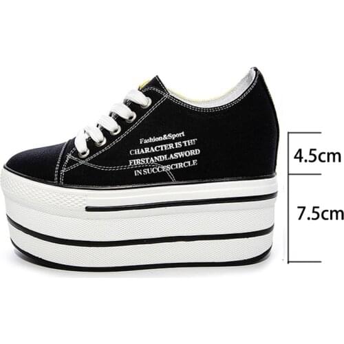 Krasovki Single Shoes Womens 2021 New Elevator Womens Shoes Autumn Platform Heel Casual Shoes Platform Low Top Canvas Shoes