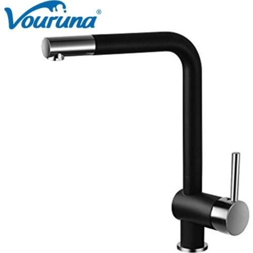 Matte Black Kitchen Faucet 360 Degree Swivel Sandbeige Swivel Kitchen Sink Mixer Taps 2018 Wholesale New Arrival Solid Brass