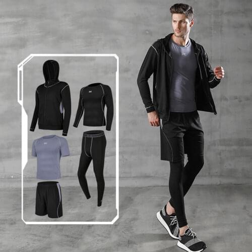 Men Sportswear Compression Sport Suits Breathable Gym Clothes Man Sports Joggers Training Gym Fitness Tracksuit Running Sets 3XL