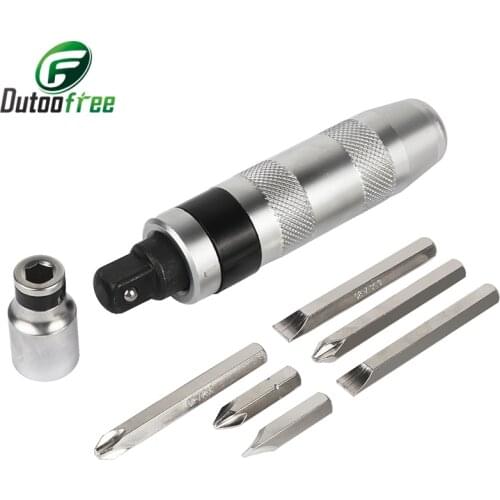 Multi-purpose Heavy Duty Shock screw Driver Chisel Bits Tools Socket Kit Impact Screwdriver Set With Case Flat 7pcs