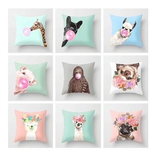 Giraffe cartoon pattern to map custom sofa pillowcase