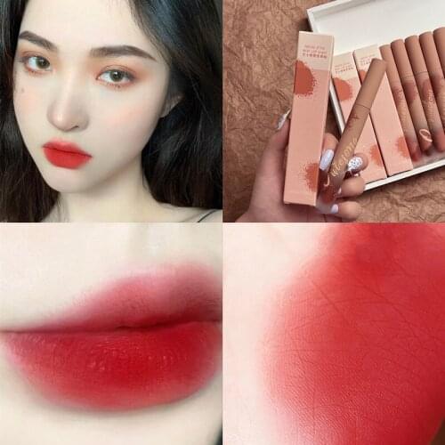 Oulesong Chestnut Velvet Matte Liquid Lipstick Waterproof Lip Gloss Long Lasting Lipstick Women Red Lip Tint Beauty Cosmetic