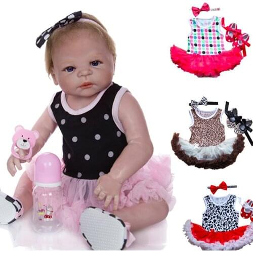 Full Silicone body reborn babies dolls 57CM fashion girl dolls toys gift can enter water bonecas brinquedos
