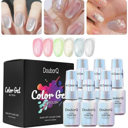 Cat Eye Gel Nail Polish Set Varnish Semi Perman Gel Nail Art Glitter Color Art Cat Eye Matte Top Coat Lacquer All For Manicure