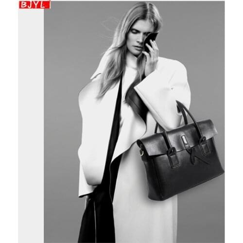 Genuine leather Women briefcase business 14 inch laptop handbags female crossbody bag ladies computer shoulder messenger bags