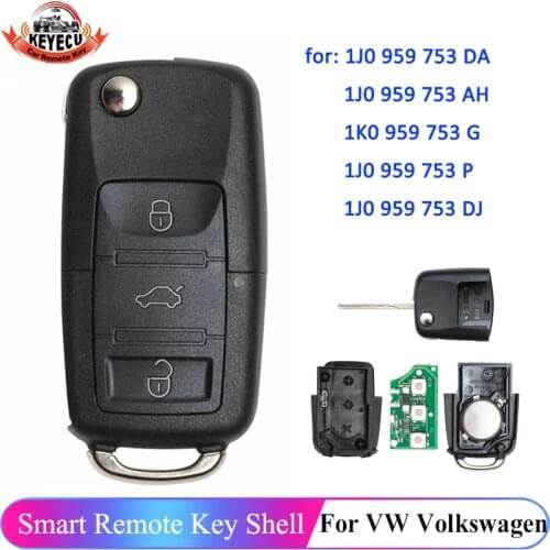 KEYECU for VW Golf Sharan Beetle Jetta Passat 1J0 959 753 AH / DJ / DA / P 1K0 959 753 G Remote Key 434MHz ID48 Chip 3 Button