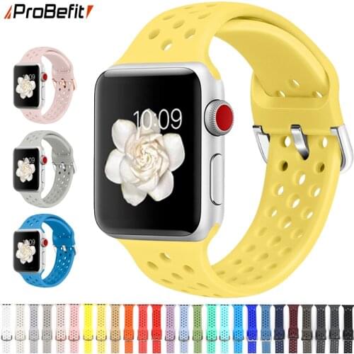 Compatible rubber Band for Apple Watch 4 5 6 SE 40mm 44mm Soft Silicone Sport Strap for iWatch Series 5 4 3 2 1 38MM 42MM