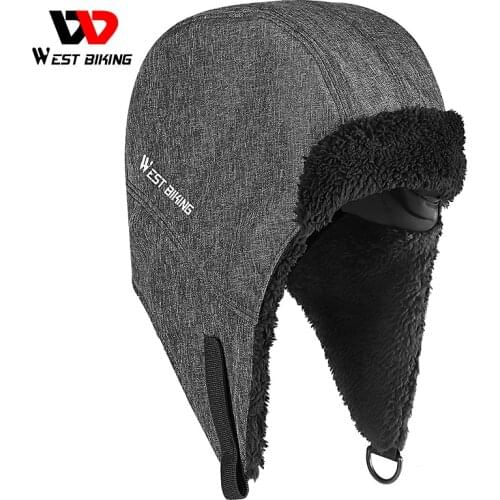 WEST BIKING Winter Sport Hat Warm Thicken Skiing Fishing Hiking Cap Windproof Men Women Hat With Ear Flaps Bike Cycling Caps