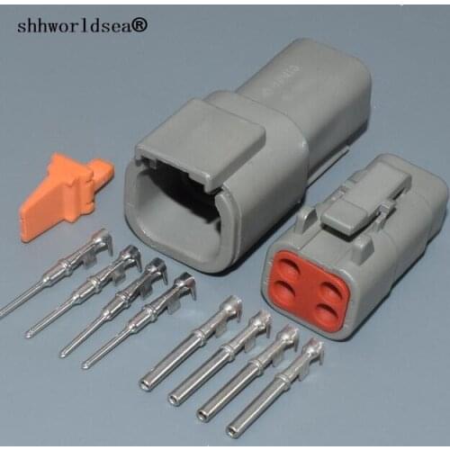 Shhworldsea 1.0mm female male 4pin auto electric waterproof plug wiring harness cable connector DTM06-4S DTM04-4P