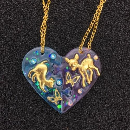 2Pcs/Set Silicone Mold Resin Love Heart Shape Jewelry Making DIY Pendant Craft