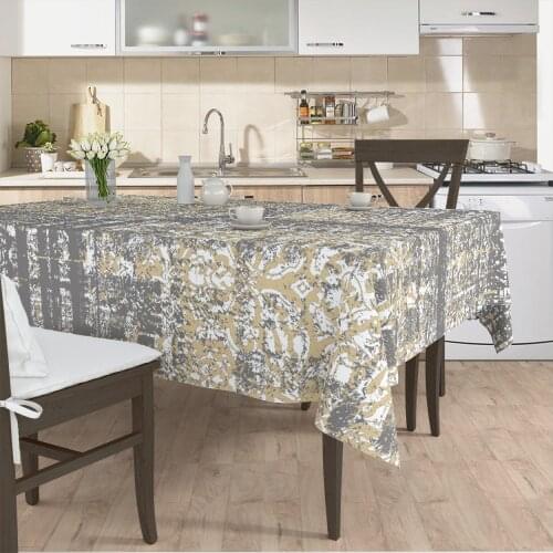 Table cloth living room kitchen cover grey ethnic shape patterned micro fabric cover with runner pattern Free Shipping
