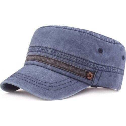 XdanqinX Snapback Cap Mens Flat Cap Army Military Hat Adult Men Retro Washed Cotton Brand Cap Adjustable Size Vintage Sport Cap