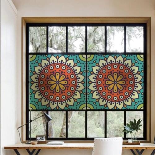 Glass Film In Window Films Home Decor Privacy Glass Door Sticker Home Decor Digital print Mandala GS036