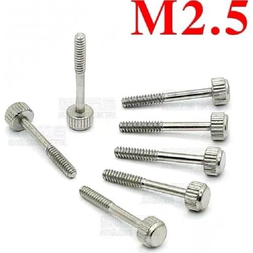 50PCS Knurled Straight Handle Screws M2.5x20mm Stainless Steel 303 No Pull Out Adjustment Screws Screwdrivers