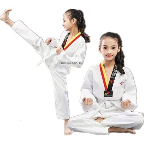 High Quality Cotton Taekwondo Suit Child Adult Long/Short Sleeves Martial Arts Karate Suit Taekwondo Boxing Training Clothes