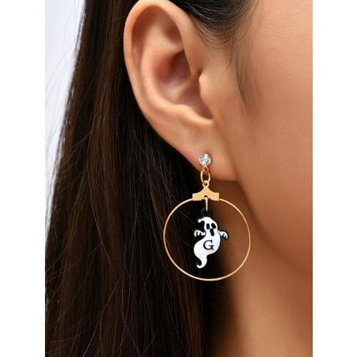 Halloween Trendy Simple Drop Ghost Earrings Female Creative Lovely Festival Pendant Stud Earrings Ornaments Personality Women
