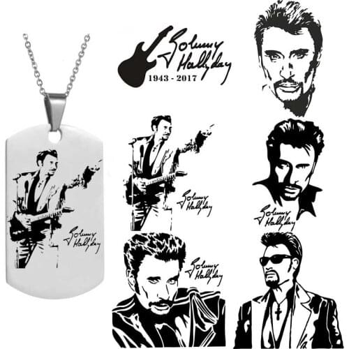 Engrave Johnny Hallyday Photo Name Necklace Personalized Custom Family Picture Necklace Jewelry for Women Men Jewelry Gift