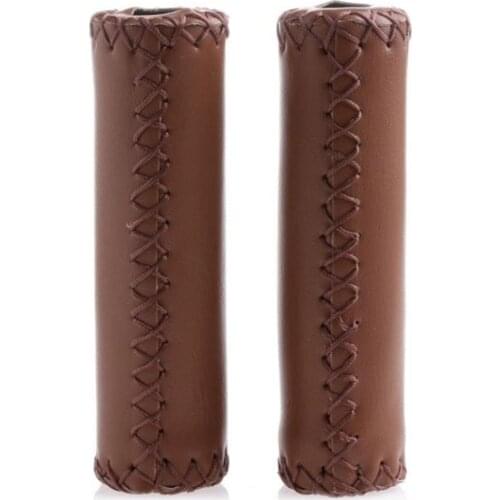 1 Pair Brown PU Leather Beach Cruiser Bike Bicycle Handlebar Cover Grips Bar