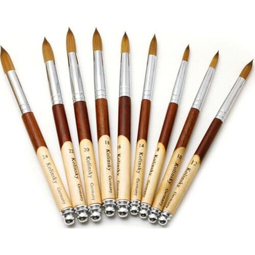 1PC Acrylic Nail Brush Manicure Powder Wood Handle Oval Crimped Shaped Professional Salon Nail Polish Brush Nail Beauty Tools