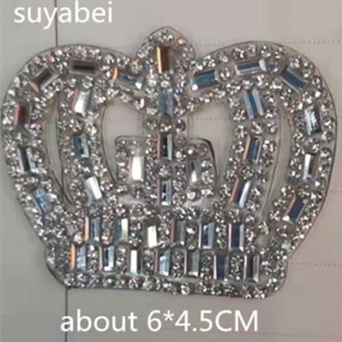 Pointback Crown rhinestones patches fix iron on transfers motif hot fix rhinestone motif with glue patches for shirt bag shoes