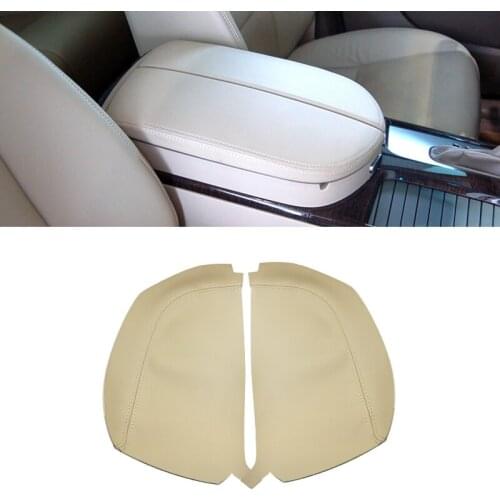 2pcs Beige For Acura MDX 2007 2008 2009 2010 2011 2012 2013 Microfiber Leather Center Console Armrest Box Cover Protection Trim