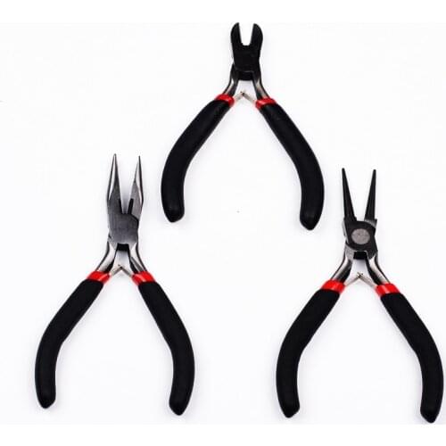 3pcs/set 45# Steel Round Nose Pliers Wire-Cutter Pliers and Side-Cutting Pliers DIY Kit for Handmade Jewelries 315x70x10mm