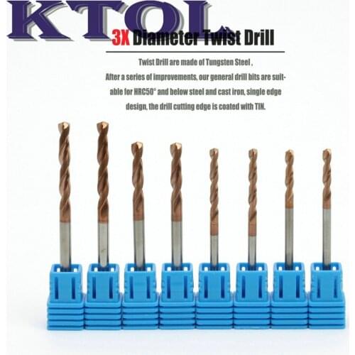 4mm 3D Titanium Coated Twist Tungsten Carbide Drill Bits Set for Metal Iron Steel Drilling Holes Tool CNC Milling Machine HRC50