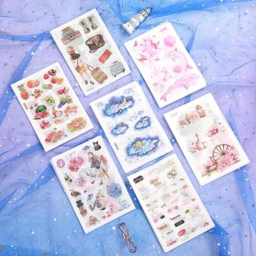 6 Sheets/Pack Fantasy Moon Star Wale Sticker Adhesive Craft Stick Label Notebook Computer Phone DIY Decor Kids Gift Stationery